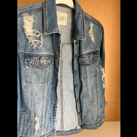 Rachel Roy Distressed Denim Jacket - Picture 1 of 6